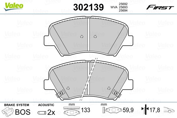 Set placute frana,frana disc 302139 VALEO