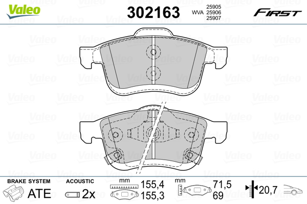 Set placute frana,frana disc 302163 VALEO