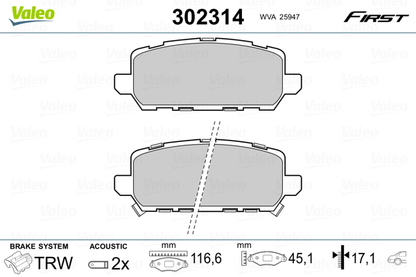 Set placute frana,frana disc 302314 VALEO