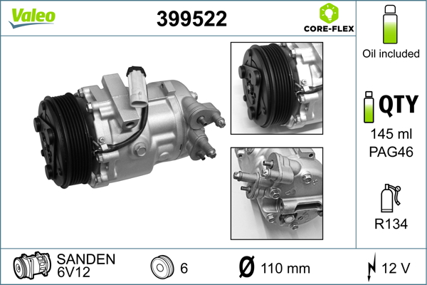 Compresor, climatizare 399522 VALEO