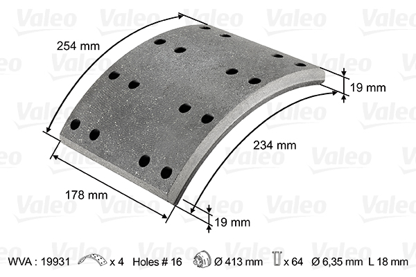 Set garnituri de frictiune, frana tambur 124027 VALEO