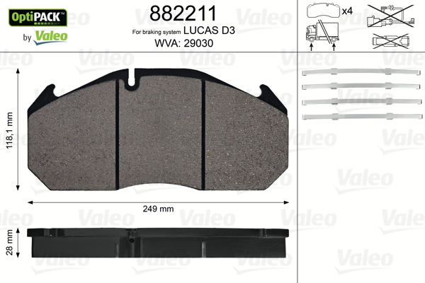 Set placute frana,frana disc 882211 VALEO