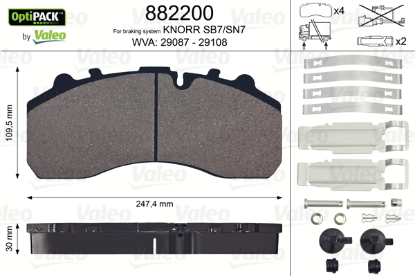 Set placute frana,frana disc 882200 VALEO