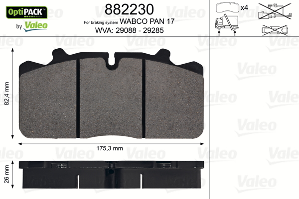 Set placute frana,frana disc 882230 VALEO