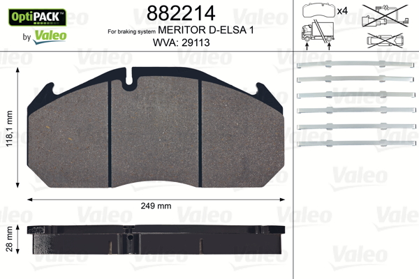 Set placute frana,frana disc 882214 VALEO