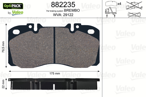 Set placute frana,frana disc 882235 VALEO