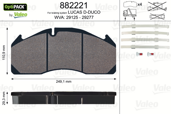 Set placute frana,frana disc 882221 VALEO