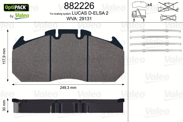 Set placute frana,frana disc 882226 VALEO