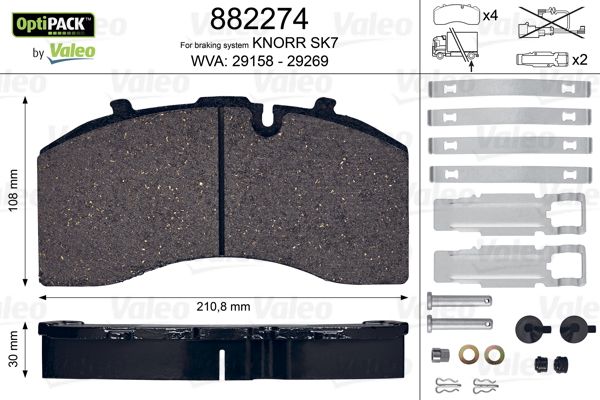 Set placute frana,frana disc 882274 VALEO