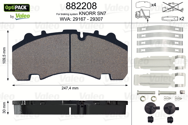 Set placute frana,frana disc 882208 VALEO