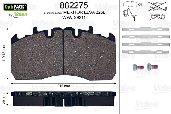 Set placute frana,frana disc 882275 VALEO