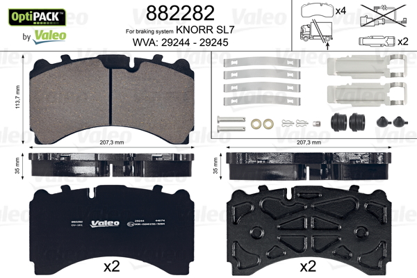 Set placute frana,frana disc 882282 VALEO