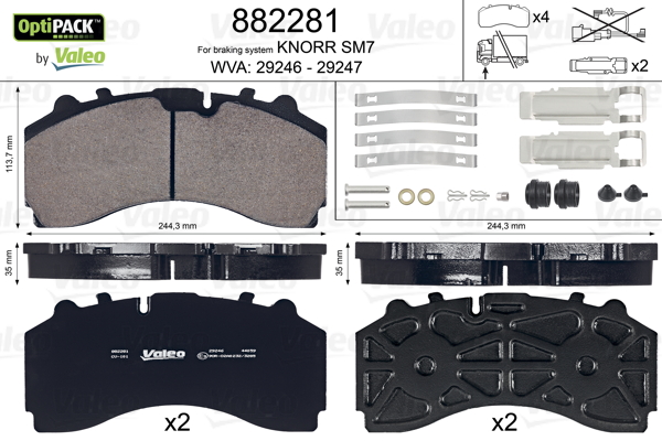 Set placute frana,frana disc 882281 VALEO