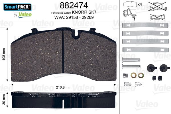Set placute frana,frana disc 882474 VALEO