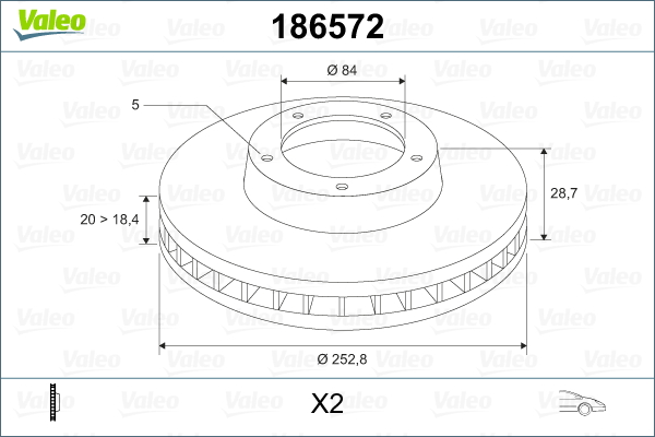 Disc frana 186572 VALEO