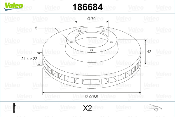 Disc frana 186684 VALEO