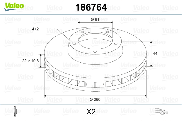 Disc frana 186764 VALEO