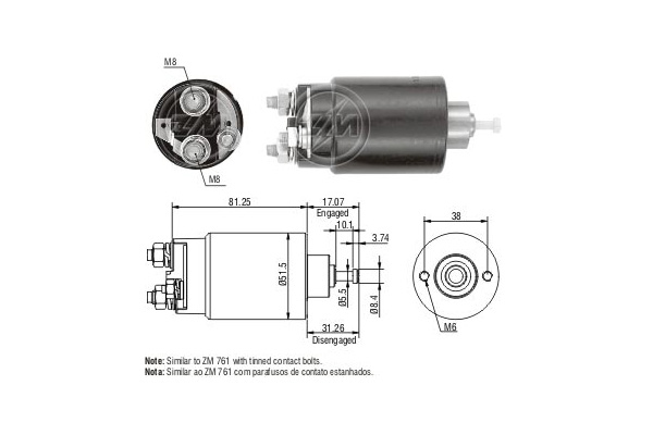 Solenoid, electromotor ZM1761 ERA