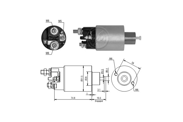 Solenoid, electromotor ZM2993 ERA