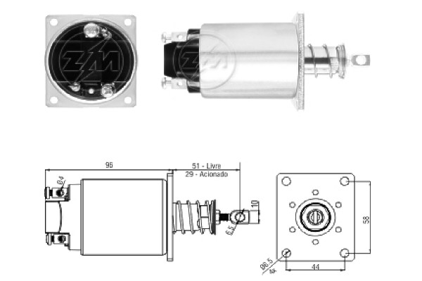 Solenoid, electromotor ZM3733 ERA