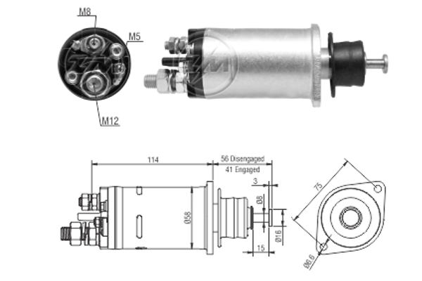 Solenoid, electromotor ZM3818 ERA