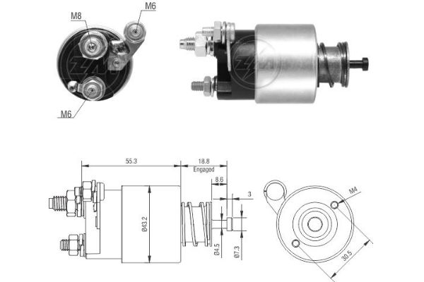 Solenoid, electromotor ZM4391 ERA