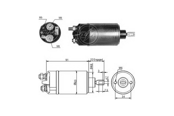 Solenoid, electromotor ZM624 ERA