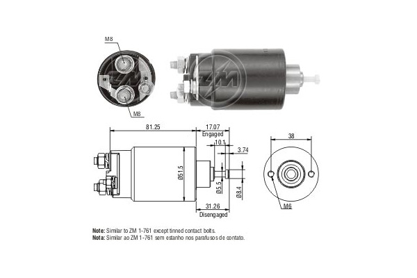 Solenoid, electromotor ZM761 ERA