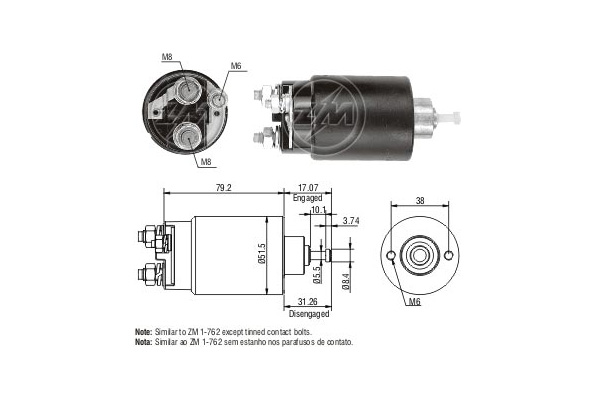 Solenoid, electromotor ZM762 ERA