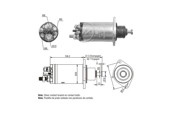 Solenoid, electromotor ZM815 ERA
