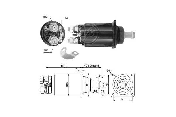 Solenoid, electromotor ZM831 ERA