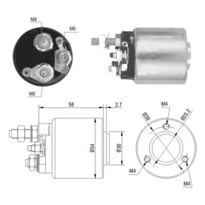 Solenoid, electromotor 46008 MEAT & DORIA