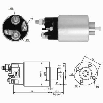 Solenoid, electromotor 46058 MEAT & DORIA