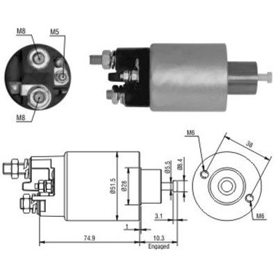 Solenoid, electromotor 46099 MEAT & DORIA