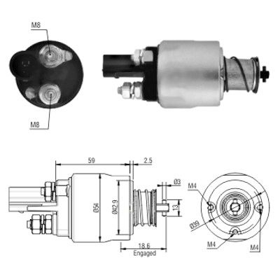 Solenoid, electromotor 46126 MEAT & DORIA