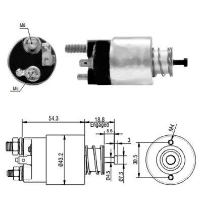 Solenoid, electromotor 46135 MEAT & DORIA