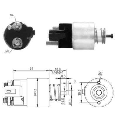 Solenoid, electromotor 46155 MEAT & DORIA