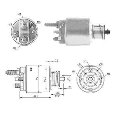 Solenoid, electromotor 46223 MEAT & DORIA