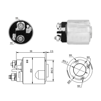 Solenoid, electromotor 46295 MEAT & DORIA