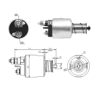 Solenoid, electromotor 46311 MEAT & DORIA