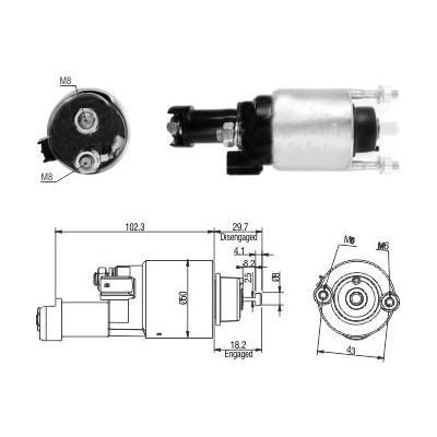 Solenoid, electromotor 46315 MEAT & DORIA