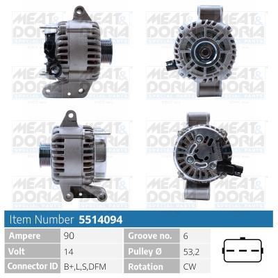 Generator / Alternator 5514094 MEAT & DORIA