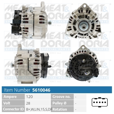 Generator / Alternator 5610046 MEAT & DORIA