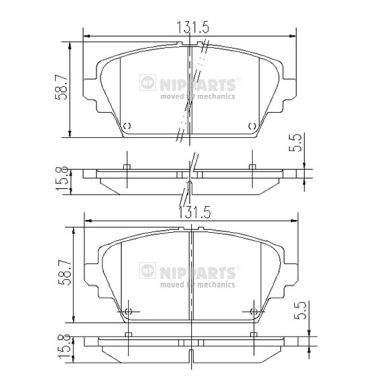 Set placute frana,frana disc J3601072 NIPPARTS