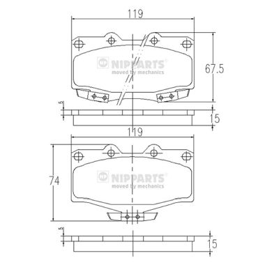 Set placute frana,frana disc J3602054 NIPPARTS