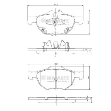 Set placute frana,frana disc J3604064 NIPPARTS