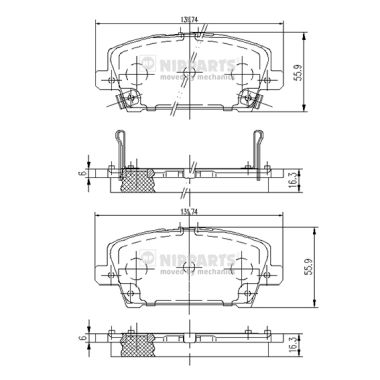 Set placute frana,frana disc J3604065 NIPPARTS