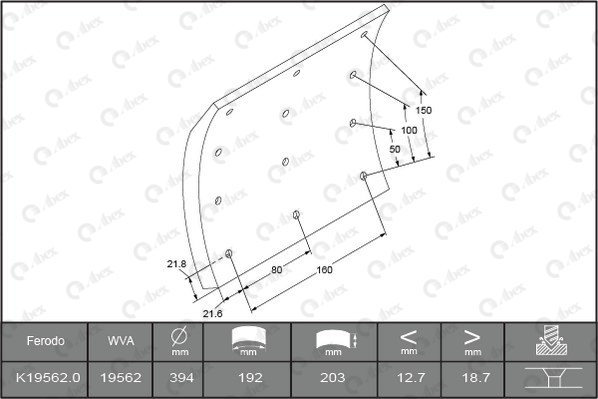 Set garnituri de frictiune, frana tambur B2083932 ABEX