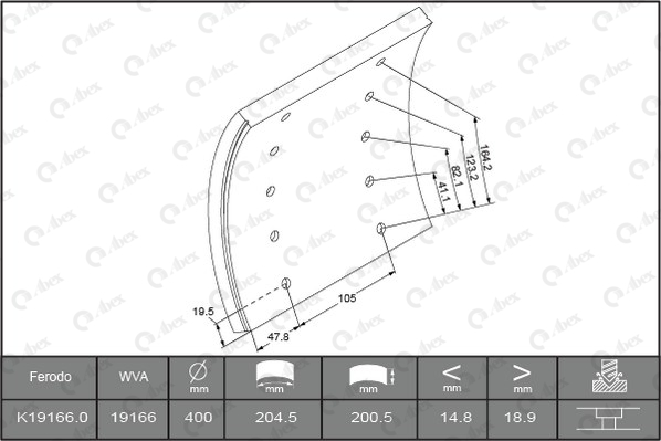 Set garnituri de frictiune, frana tambur B2084138 ABEX