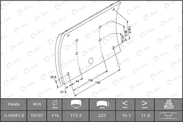 Set garnituri de frictiune, frana tambur B2094167 ABEX